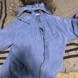 Vintage Worthington Blue Jacket with Fox Fur lined Hood
